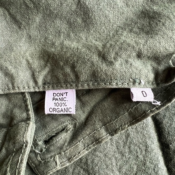 Jesse Kamm Sailor Pants High Rise Wide Leg Button Fly Olive Green Organic Cotton - Picture 7 of 13